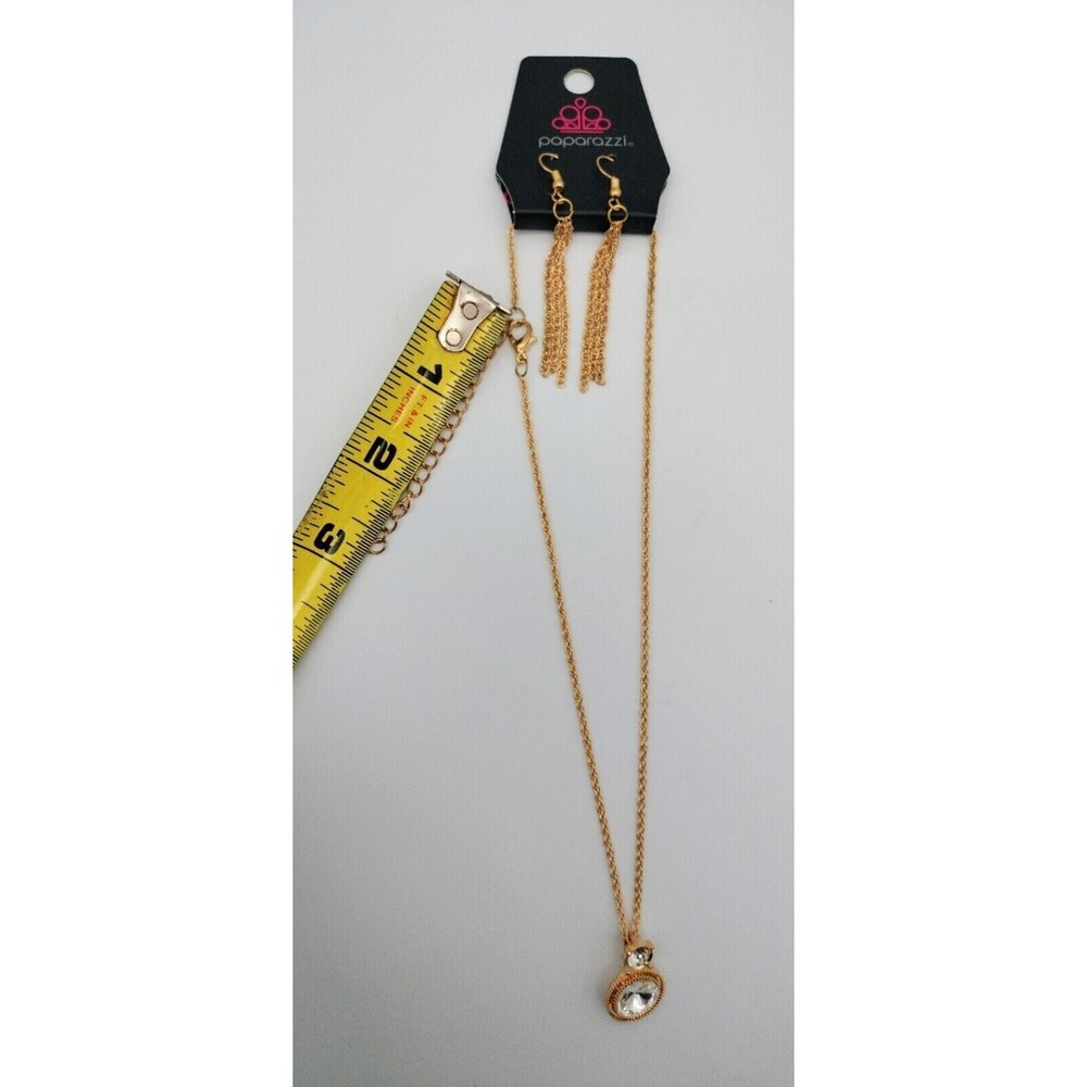 Earring Set New Jewelry Career School Paparazzi Long Gold Tone Necklace Set Work - Picture 2 of 12
